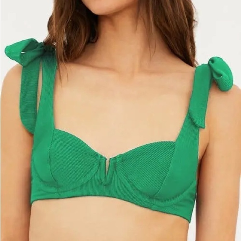 Beach Riot Green Tie-Shoulder Bikini Top